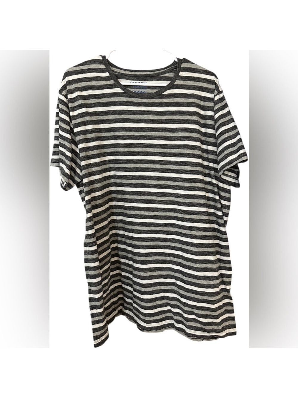 Old Navy Black, White and Grey Striped Crew Neck Short Sleeve Tee